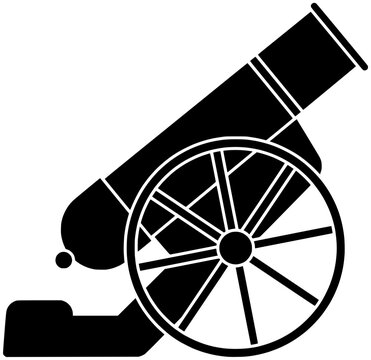 black cannon on white background clip art preview