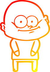 Obraz premium warm gradient line drawing of a cartoon bald man staring