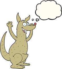 freehand drawn thought bubble cartoon kangaroo