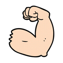freehand drawn cartoon strong arm flexing bicep