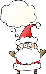 cartoon confused santa claus with thought bubble in smooth gradient style