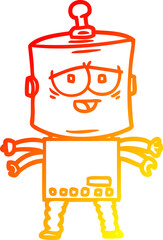 warm gradient line drawing of a cartoon robot