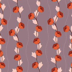Seamless pattern of poppies flower. Modern floral pattern, Vintage floral background, Pattern for design wallpaper, Gift wrap paper and fashion prints.