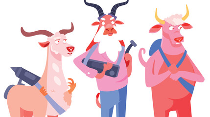 Obraz na płótnie Canvas Sick goat Swine Flu a vaccination cartoon 2d flat c
