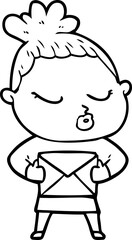 cartoon calm woman