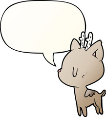 cute cartoon deer with speech bubble in smooth gradient style