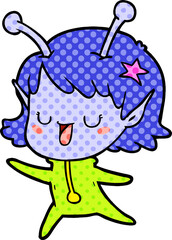 happy alien girl cartoon