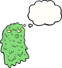 cartoon gross ghost with thought bubble