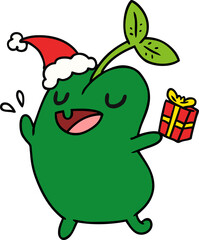 hand drawn christmas cartoon of kawaii seed