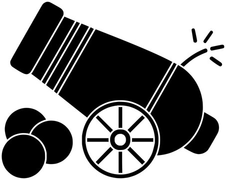 black cannon firing with cannonballs clip art preview