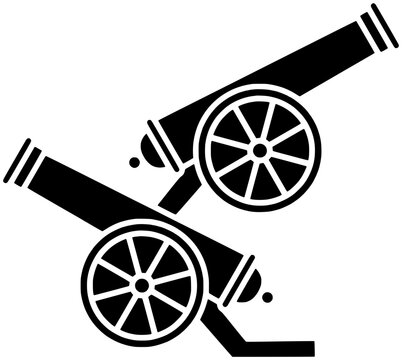 black cannons, crossed, vintage style clip art preview