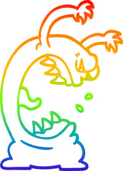 rainbow gradient line drawing of a cartoon monster