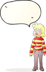 freehand drawn speech bubble cartoon teenager