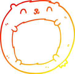warm gradient line drawing of a cartoon bear