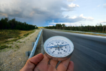 The right compass is always needed for travelers, adequate course. Hiking through the road network...
