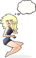 cartoon sexy woman with thought bubble