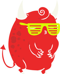 flat color style cartoon halloween disco devil