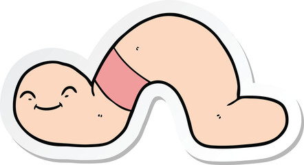 sticker of a cartoon worm