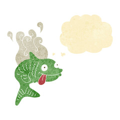 cartoon smelly fish with thought bubble