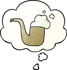 cartoon pipe with thought bubble in smooth gradient style