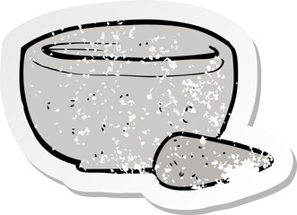 retro distressed sticker of a cartoon pestle and mortar