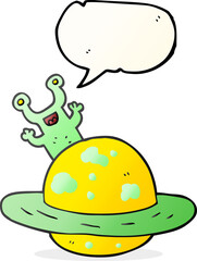 freehand drawn speech bubble cartoon alien planet