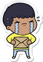 Obraz premium sticker of a cartoon man crying