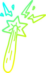 cold gradient line drawing of a cartoon magic wand
