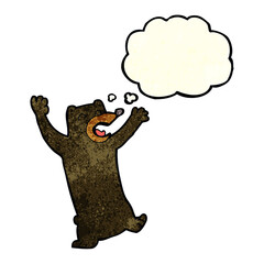 cartoon black bear with thought bubble - 775974993