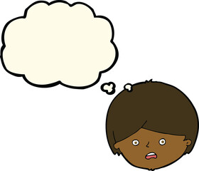 cartoon unhappy boy  with thought bubble