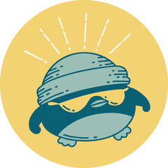 icon of a tattoo style cool robin