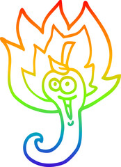 rainbow gradient line drawing of a cartoon red hot chili