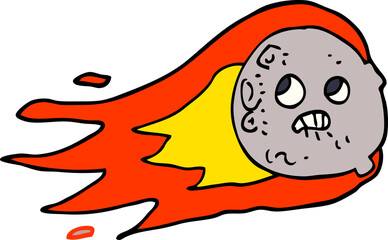 cartoon doodle flaming asteroid - 775975736