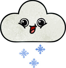 retro grunge texture cartoon of a snow cloud - 775975746