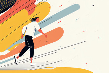 Vitality motivation man running colorful strokes