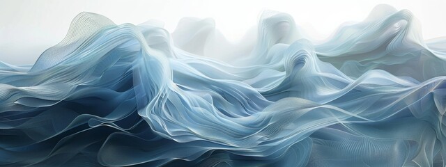 Water, flow, abstract art work, gray-blue, soft and dreamy, delicate lines, delicate curves, smooth shapes - obrazy, fototapety, plakaty