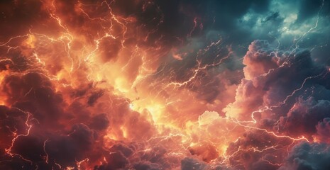Lightning thunderstorm flash over the night sky. Concept on topic weather, cataclysms (hurricane,...