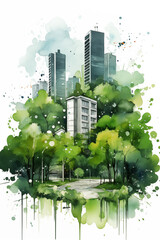 Fototapeta premium green city skyline