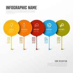 Light infographic template with big bubble pointers on the horizontal line