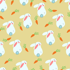 Easter rabbit and carrot seamless pattern