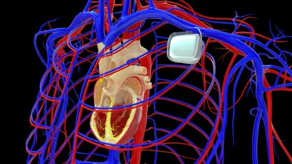 Heart artificial pacemaker 3d illustration
