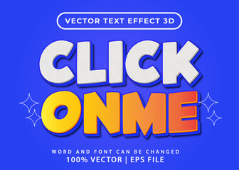 Fototapeta na wymiar Editable 3D text effect - click on me 3D text effect templeate