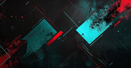 make a black background image with teal and red accents used for esports banners
