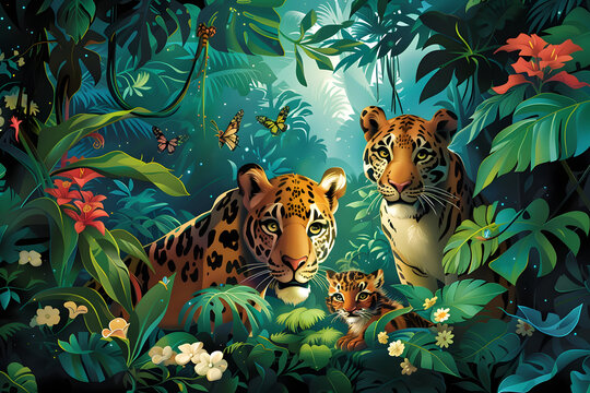 Fototapeta cartoon renditions of wild animals come to life