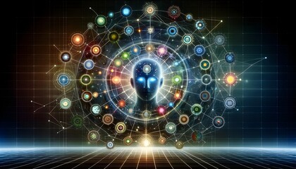 Fototapeta premium Artificial Intelligence Network Visualization