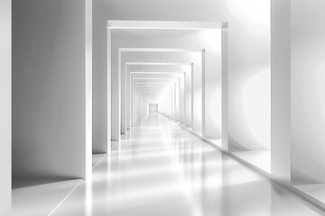 ray lights white and grey exposition background - long corridor