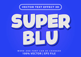 Editable 3D text effect - Super blu 3D text effect templeate