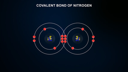 Covalent Bond of Nitrogen 3d illustration - obrazy, fototapety, plakaty