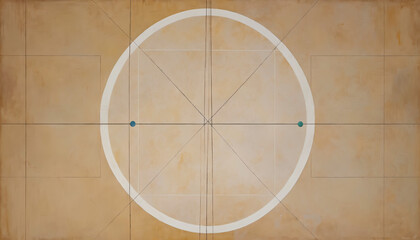 a circle with a line of equal length in it and a point of view at the center of the circle - obrazy, fototapety, plakaty