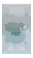 East Asia Digital HUD UI Map With Alpha Channel